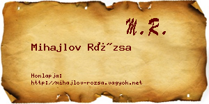 Mihajlov Rózsa névjegykártya